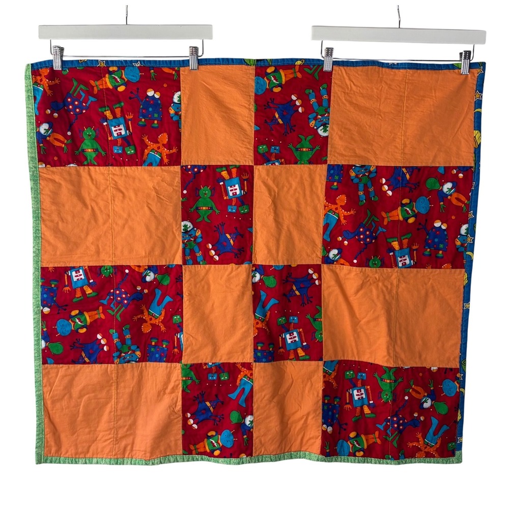 Marvin the Martian Looney Tunes Handmade Quilt Reversible Robot Space Blanket - Picture 14 of 14